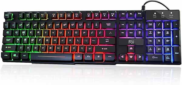 Rii RK100+ Rainbow Backlit Multimedia PC Gaming Keyboard