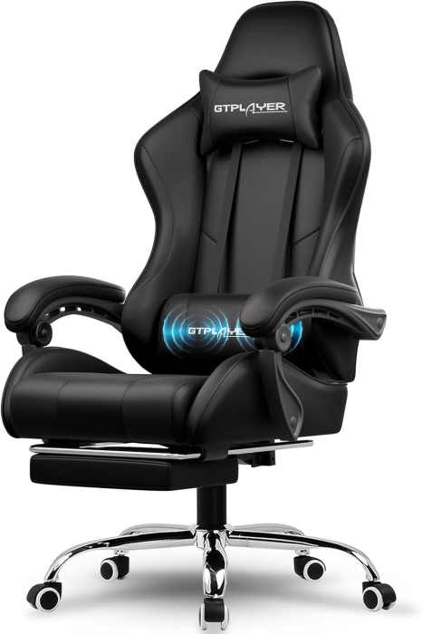 GTPlayer Gaming Chair with Footrest (Black)