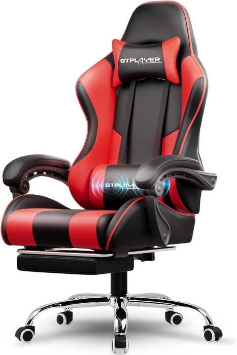 GTPlayer Gaming Chair with Footrest (Red)