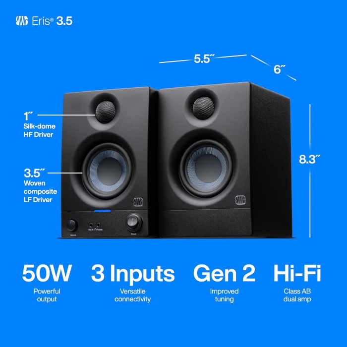 PreSonus Eris 3.5 Music Production Studio Monitors - Image 3