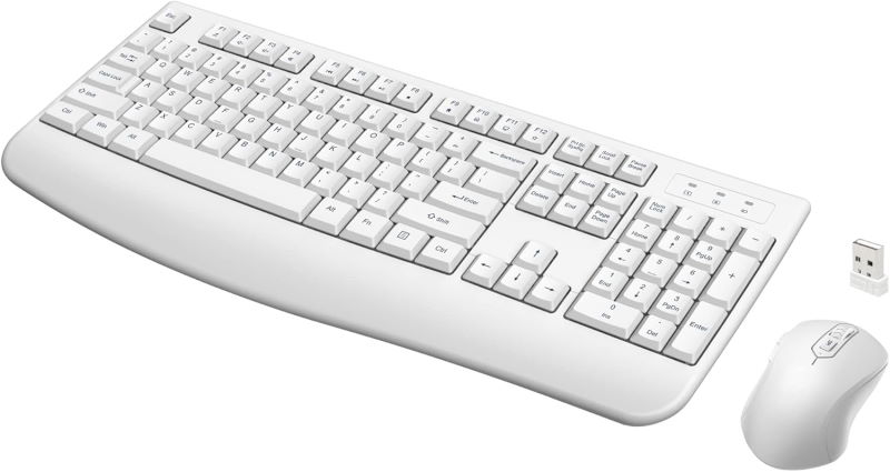 Quasio Wireless Keyboard and Mouse Combo (White)