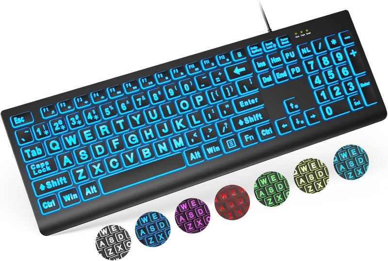 Sablute Large Print Backlit Keyboard