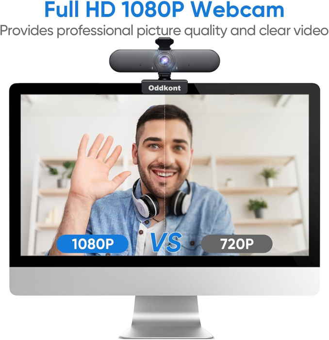 Oddkont Full HD 1080P Webcam with Microphone - Image 4