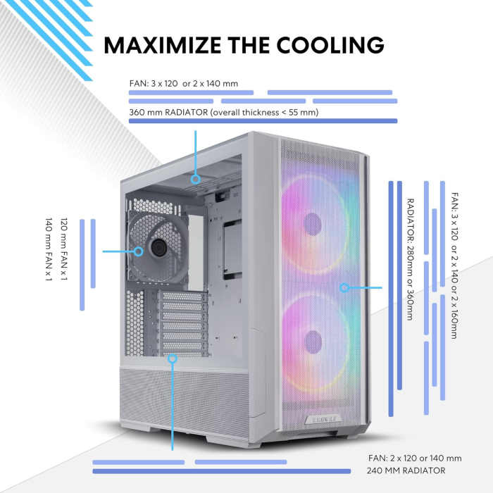 Lian Li Lancool 216 Mid-Tower Case RGB (White) - Image 2