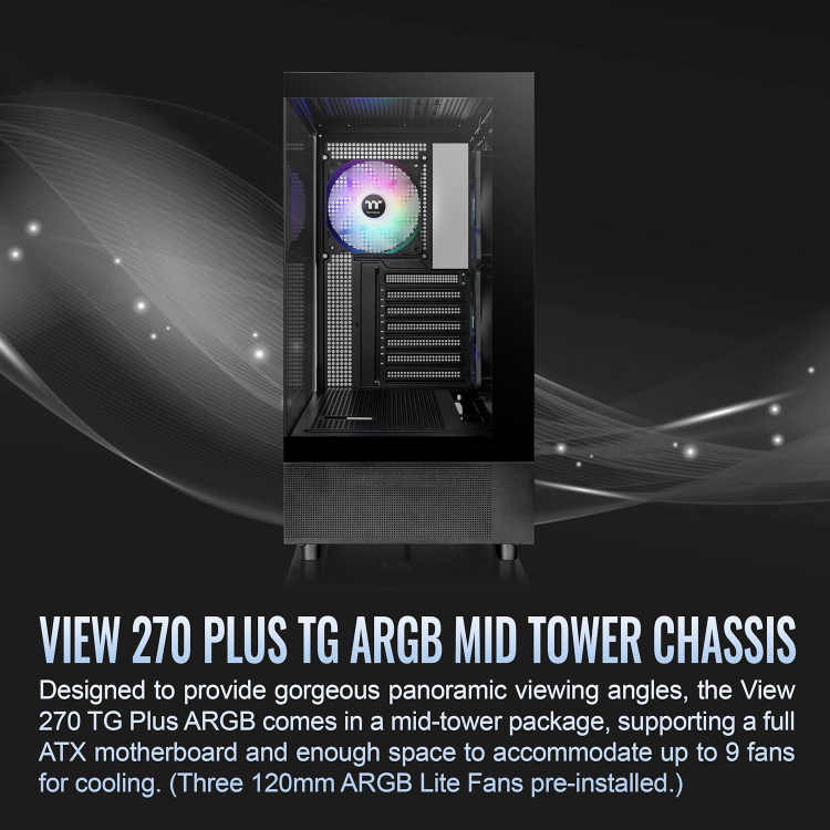 Thermaltake View 270 Plus TG ARGB Black Mid Tower - Image 3