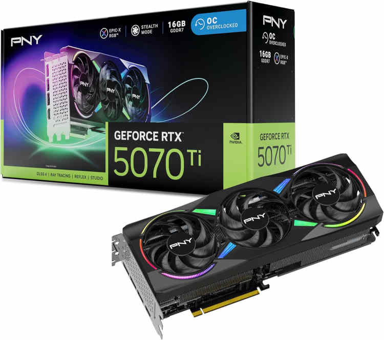 PNY GeForce RTX 5070 Ti Epic-X ARGB OC Triple Fan