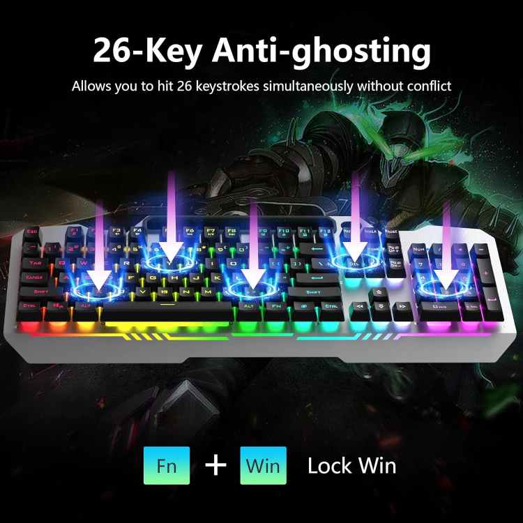 Aula Keyboard T102 Gaming Keyboard and Mouse Combo Silver Panel - Image 5