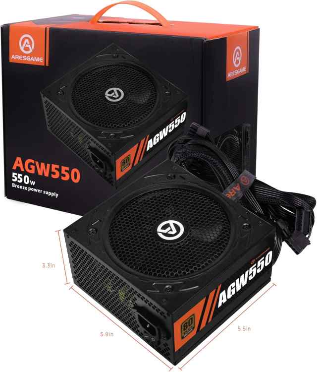 Aresgame Power Supply 550W 80+ Bronze 