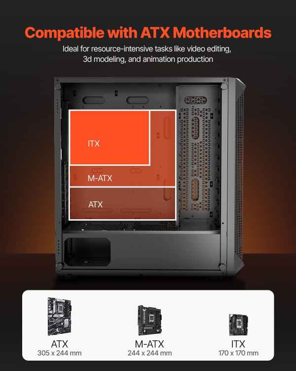 Vevor 230-14 Mid-Tower PC Gaming Case - Image 2