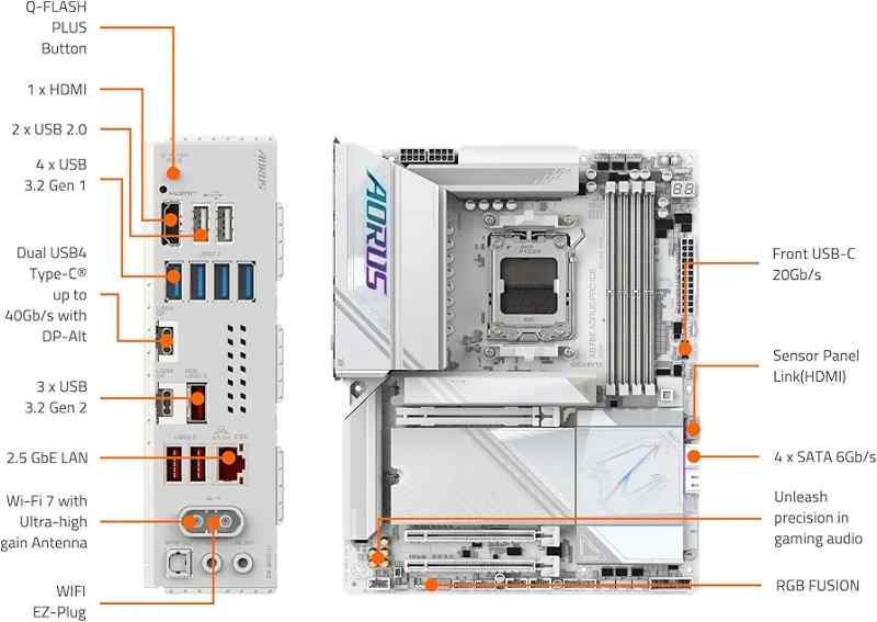 Gigabyte X870E Aorus Pro Ice AMD AM5 Motherboard - Image 4