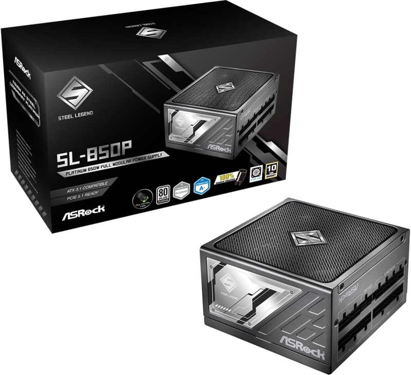 ASRock Steel Legend SL-850P 850W ATX Power Supply 80 Plus Platinum Fully Modular